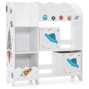 Costway Kids Toy and Book Organizer Wooden Children Storage Display Cabinet Bookshelf