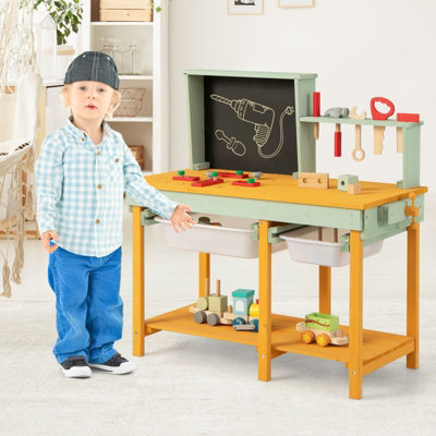 Costway Kids Wooden Toy Workbench Children Pretend Play Tool Toy Gift