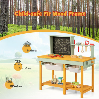 Costway Kids Wooden Toy Workbench Children Pretend Play Tool Toy Gift