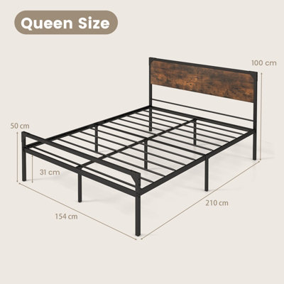 Costway King Bed Frame Industrial Metal Platform Bed with Headboard and Footboard