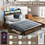 Costway King Size Bed Frame Metal Bed Platform LED Lights Headboard & 4 Storage Drawers