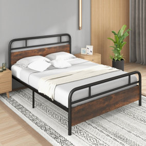 Costway King Size Bed Frame Platform Metal Slats Support Bed W/ Industrial Headboard