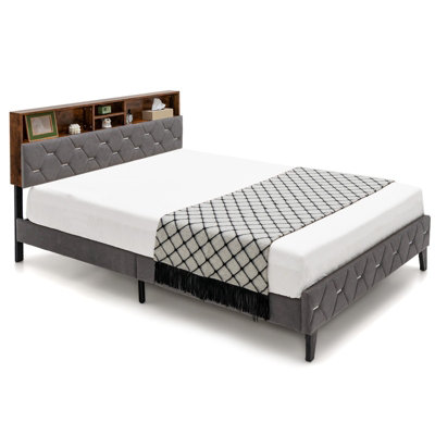 Queen platform bed with headboard storage new arrivals