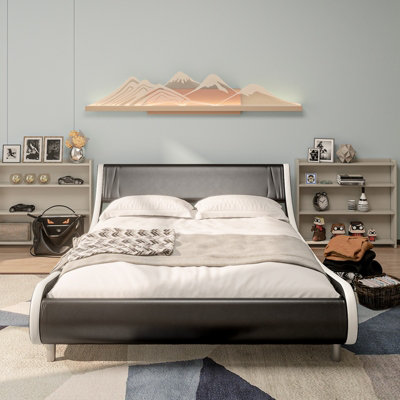 King platform bed with deals high headboard