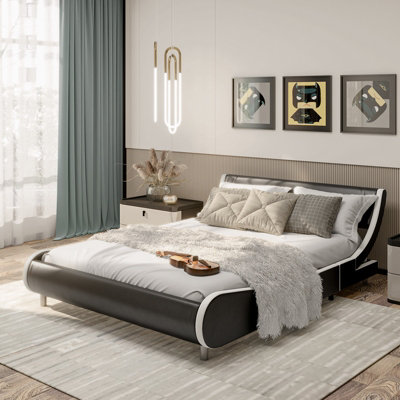 Modern platform deals bed with headboard