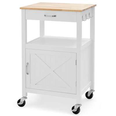 Costway Kitchen Island Cart Rolling Kitchen Island w/ Storage Drawer & Shelf DIY at B&Q