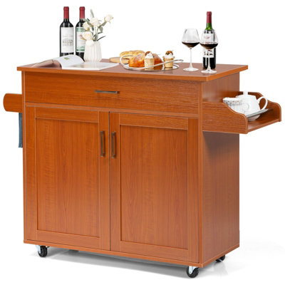 Costway Kitchen Island Cart Rolling Storage Trolley Cart w/ Lockable Rubber Casters