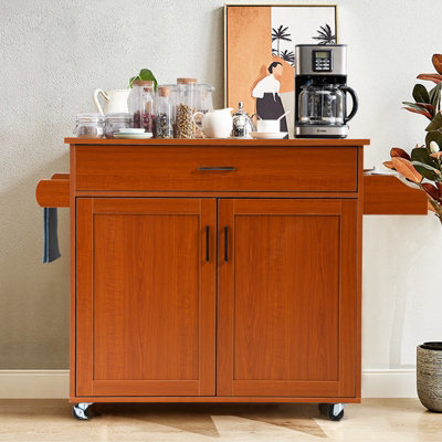 Costway Kitchen Island Cart Rolling Storage Trolley Cart w/ Lockable Rubber Casters - 6