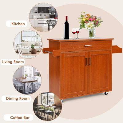 Costway Kitchen Island Cart Rolling Storage Trolley Cart w/ Lockable Rubber Casters - 7