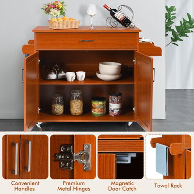 Costway Kitchen Island Cart Rolling Storage Trolley Cart w/ Lockable Rubber Casters - 9