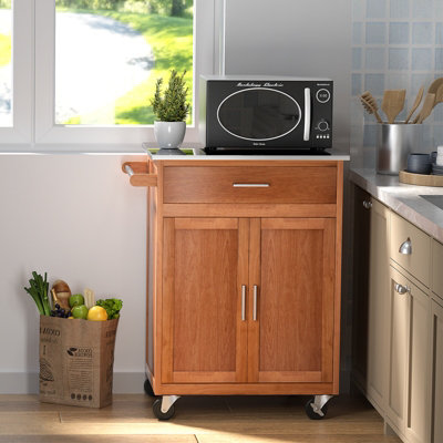 Costway Kitchen Island Rolling Storage Cabinet Trolley Cart Stainless Steel Countertop - 8