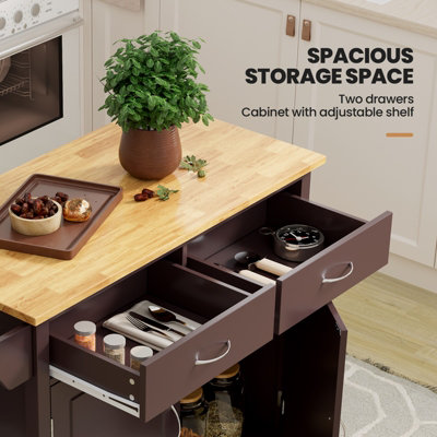 Costway Kitchen Island Rolling Storage Trolley Cart Cupboard 2 Doors Mobile Cabinet W/ 2 Drawers - 6