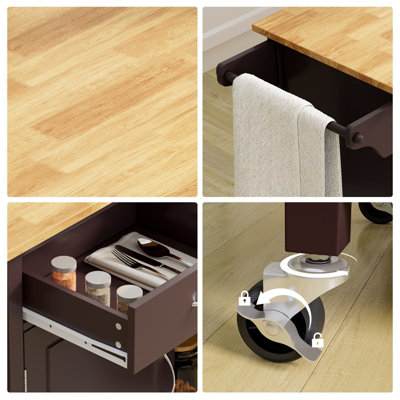 Costway Kitchen Island Rolling Storage Trolley Cart Cupboard 2 Doors Mobile Cabinet W/ 2 Drawers - 9