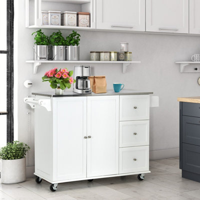 Costway Kitchen Island Rolling Storage Trolley Cart Stainless Steel Countertop 2 Doors - 4