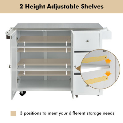 Costway Kitchen Island Rolling Storage Trolley Cart Stainless Steel Countertop 2 Doors - 5
