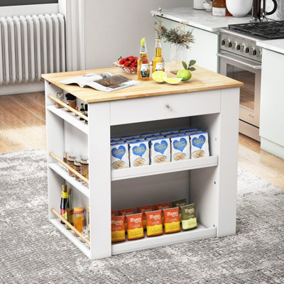 Costway Kitchen Island Storage Buffet Server Cabinet Cupboard Floor Sideboard W/ 2 Doors - 3