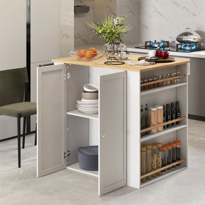 Costway Kitchen Island Storage Buffet Server Cabinet Cupboard Floor Sideboard W/ 2 Doors - 4