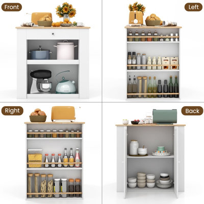 Costway Kitchen Island Storage Buffet Server Cabinet Cupboard Floor Sideboard W/ 2 Doors - 5