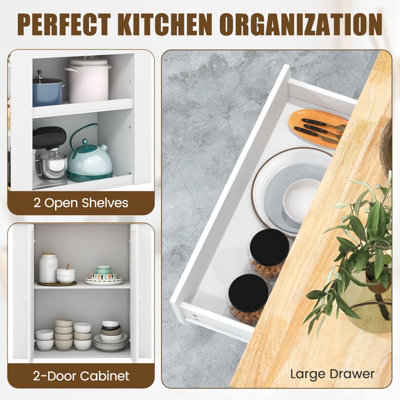 Costway Kitchen Island Storage Buffet Server Cabinet Cupboard Floor Sideboard W/ 2 Doors - 8