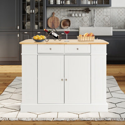 Costway Kitchen Island Storage Cupboard W/ Drop Leaf Countertop & Side ...