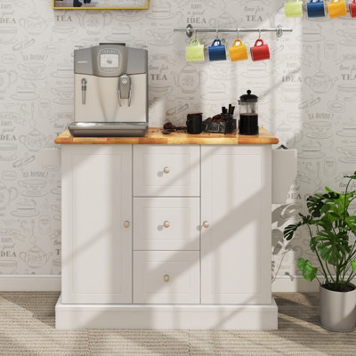 Costway Kitchen Island Storage Trolley Rolling Cart Cupboard 3 Deep Drawers 2 Doors - 3