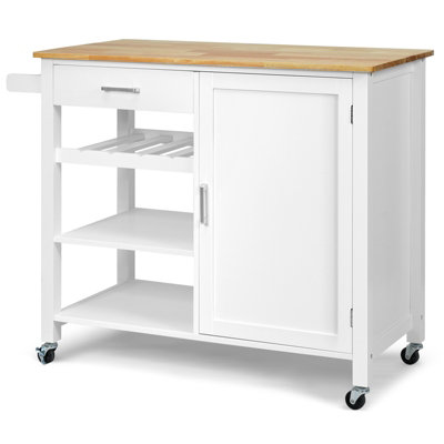 Costway Kitchen Island Storage Trolley Rolling Cart Shelves Cupboard ...