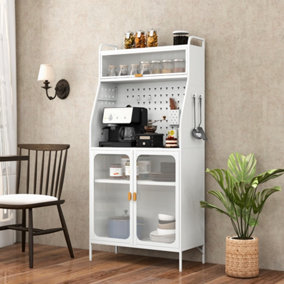 Costway Kitchen Pantry Storage Cabinet Freestanding Kitchen Buffet With Adjustable Shelf