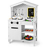 Costway Kitchen Playset Wooden Pretend Kitchen Toys Play Cooking Set with Blackboard
