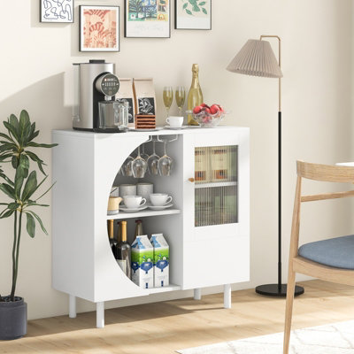 Costway Kitchen Sideboard Wooden Buffet Cabinet Cupboard Free-standing Wine Cabinet