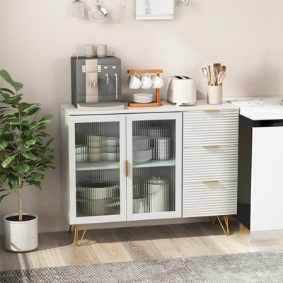 Costway kitchen storage cupboard deals cabinet with sliding door