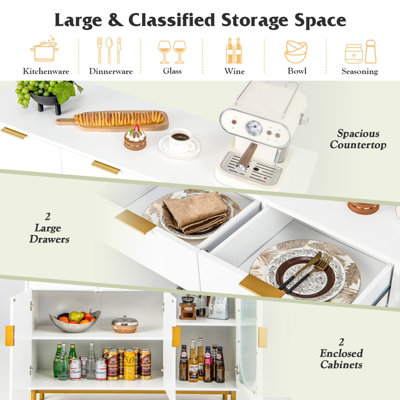 Costway Kitchen Storage Sideboard Dining Buffet Server Cabinet Cupboard ...