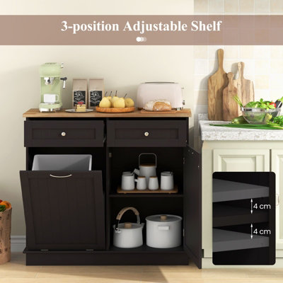 COSTWAY Kitchen Tilt Out Trash Cabinet Trash Can Cabinet 70L Hidden ...