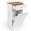 Costway Kitchen Trash Cabinet Tilt Out Trash Recycling Bin Cabinet With Pull-out Drawer