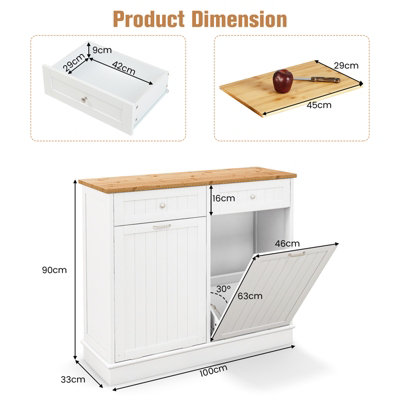 Costway Kitchen Trash Can Holder Tilt Out Trash Bin Cabinet Laundry Hamper Cabinet