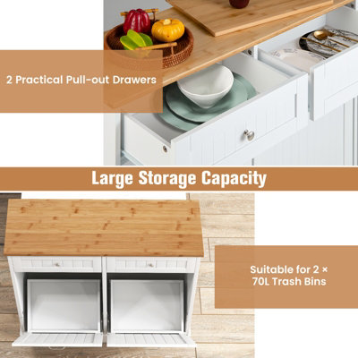 Costway Kitchen Trash Can Holder Tilt Out Trash Bin Cabinet Laundry Hamper Cabinet - 6