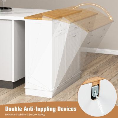 Costway Kitchen Trash Can Holder Tilt Out Trash Bin Cabinet Laundry Hamper Cabinet - 7