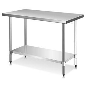 Costway Kitchen Work Table Waterproof Preparation Table w/ Height-adjustable Shelf