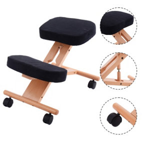Costway Kneeling Chair Adjustable Height & Angle Ergonomic Stool w/ Padded Seat Black