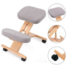 Costway Kneeling Chair Adjustable Height & Angle Ergonomic Stool w/ Padded Seat Grey
