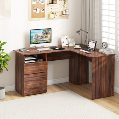 COSTWAY L-Shaped Coputer Desk, 138C Large Reversible Corner Desk