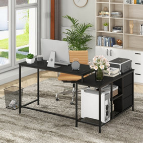 Costway L-Shaped Computer Desk Convertible Home Office Table with Drawers