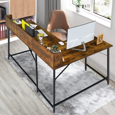 Costway L-shaped Computer Desk Corner  Gaming Table Workstation for Home Office