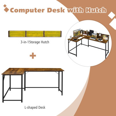 Costway L-shaped Computer Desk Corner  Gaming Table Workstation for Home Office
