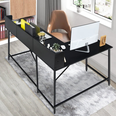 Corner gaming deals desk with drawers