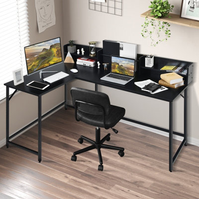 Costway L-shaped Computer Desk Corner Gaming Table Workstation for Home Office