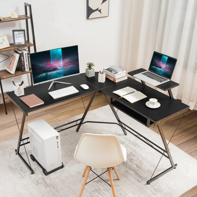 COSTWAY L-Shaped Computer Desk w/ Movable Host Stand Home Office Corner Workstation