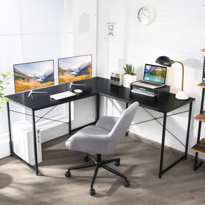 Costway L-Shaped Corner Computer Desk Reversible Study Writing Desk ...