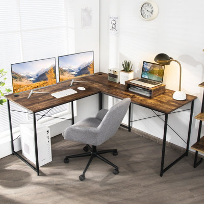 L shaped rustic store office desk