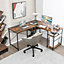 Costway L-Shaped Corner Computer Desk Study Writing Desk Workstation with Storage Shelf
