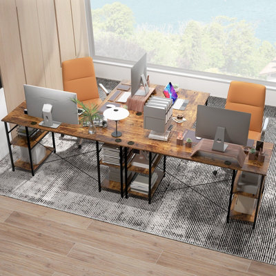Costway L Shaped Corner Computer Desk Study Writing Desk Workstation with Storage Shelf